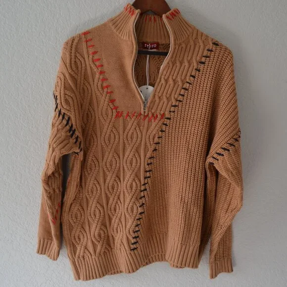 STAUD 1/4 ZIP PULL-OVERMOCKNECK SWEATER- NWT SIZEOS